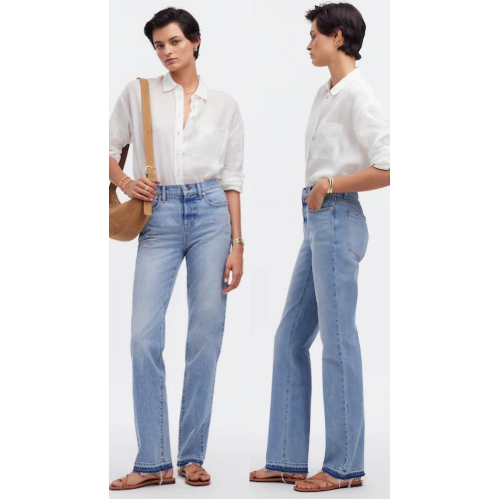 Madewell Mid-Rise '90s Straight Jeans Size 31 Light Wash Raw Hem